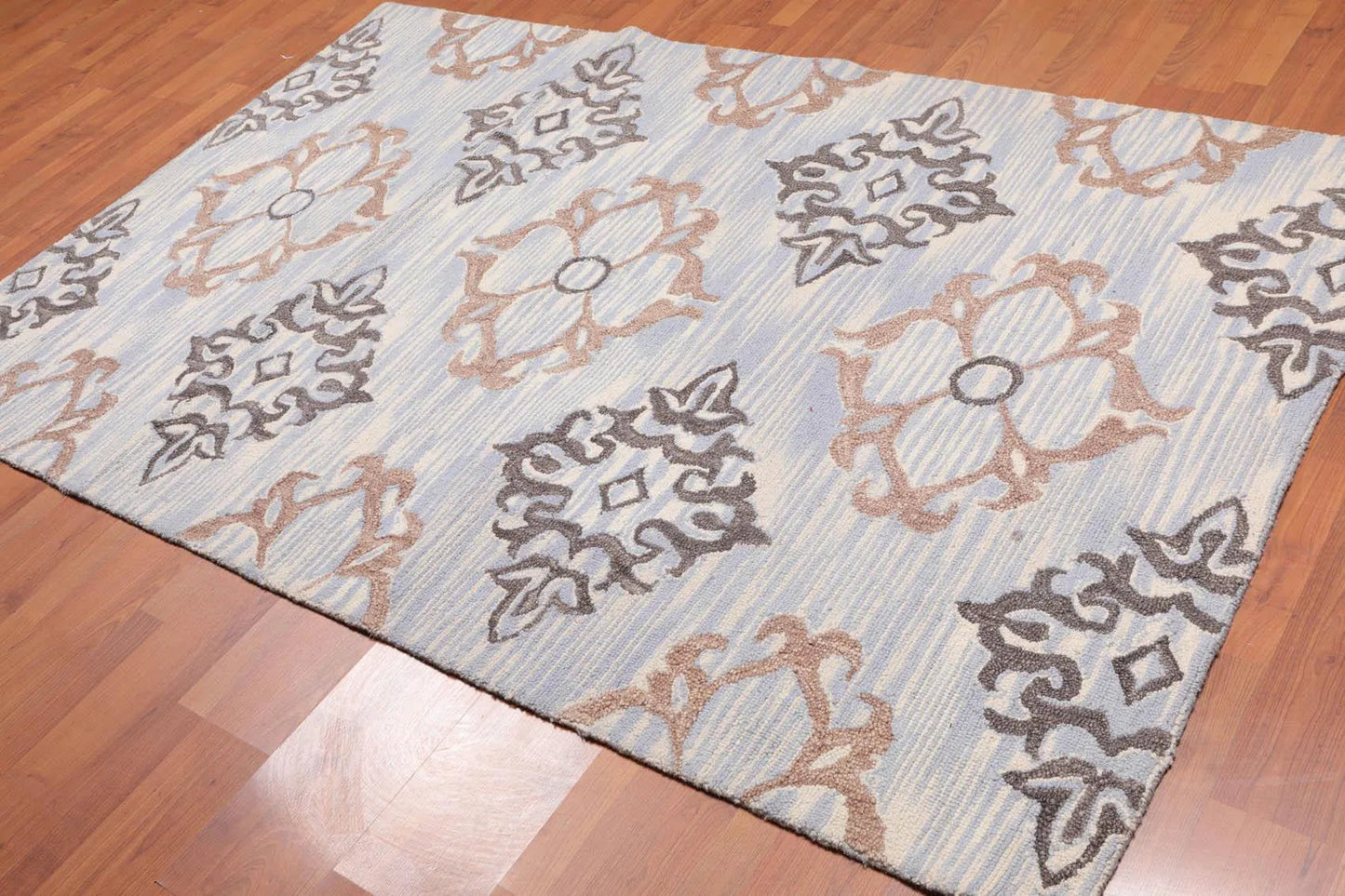 5' x 8' Handmade Loop & Cut Pile Wool Traditional Oriental Area rug Beige-0