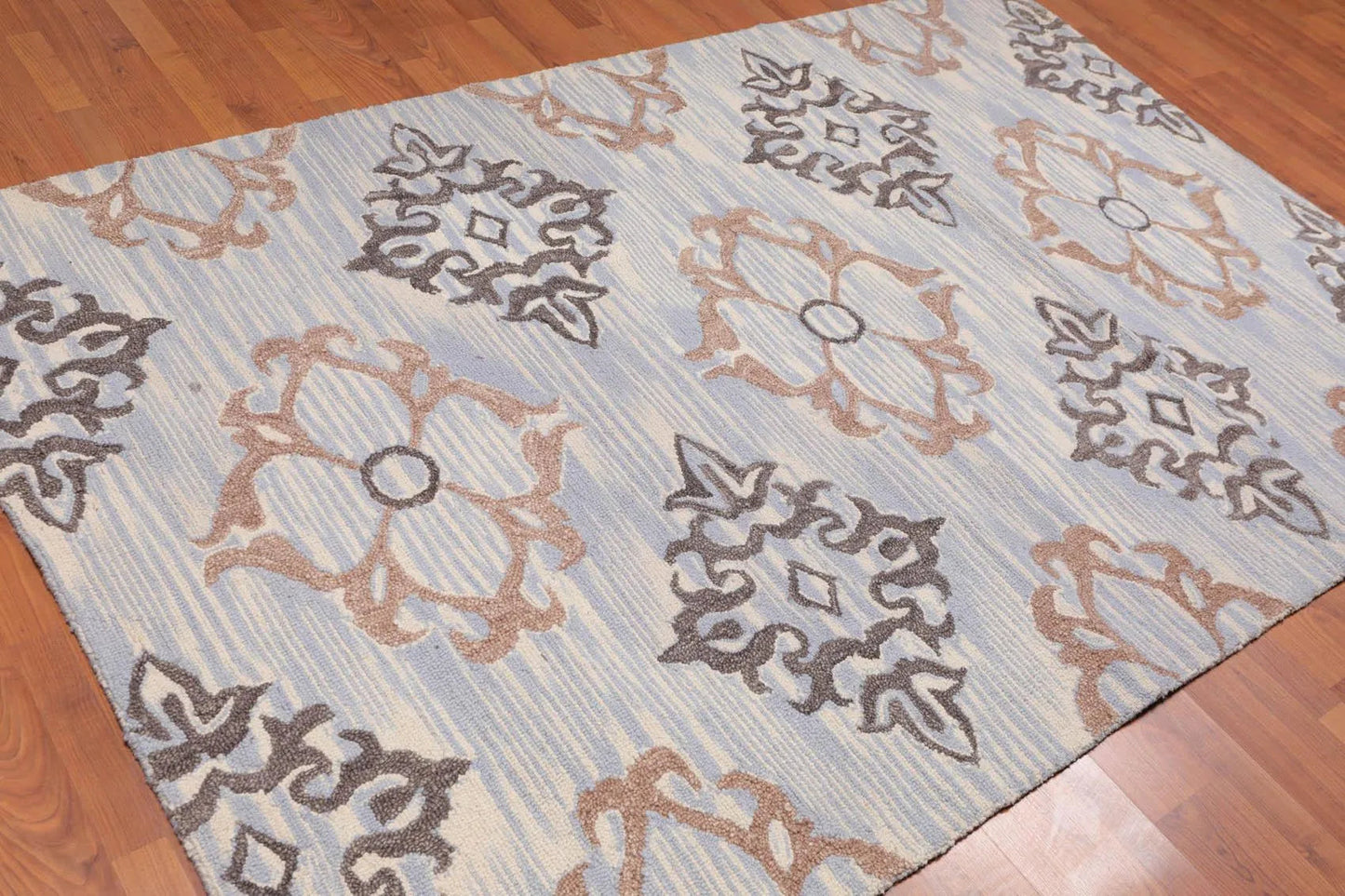 5' x 8' Handmade Loop & Cut Pile Wool Traditional Oriental Area rug Beige-1