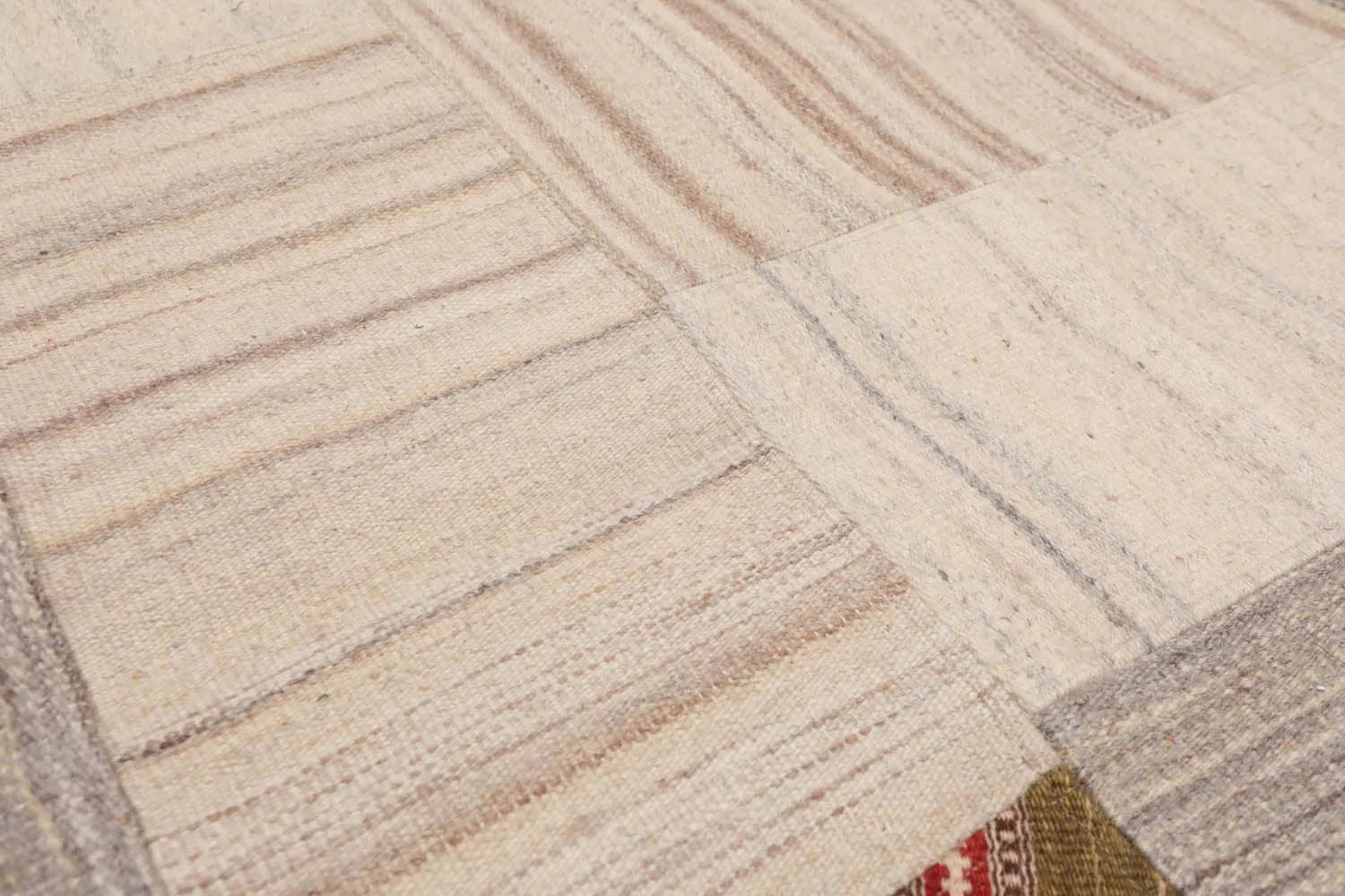 5' x 8' Hand Woven 100% Wool Flatweave Area rug Green-4
