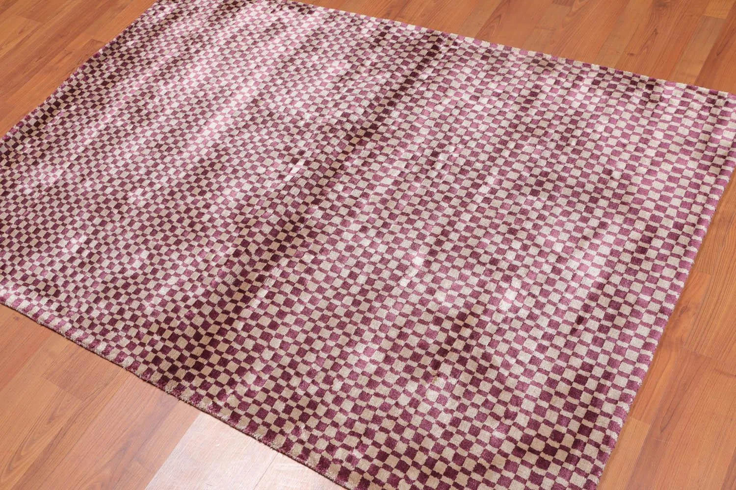 4’ x 6' Handmade Graphic Bamboo silk Traditional Oriental Area rug Purple-0