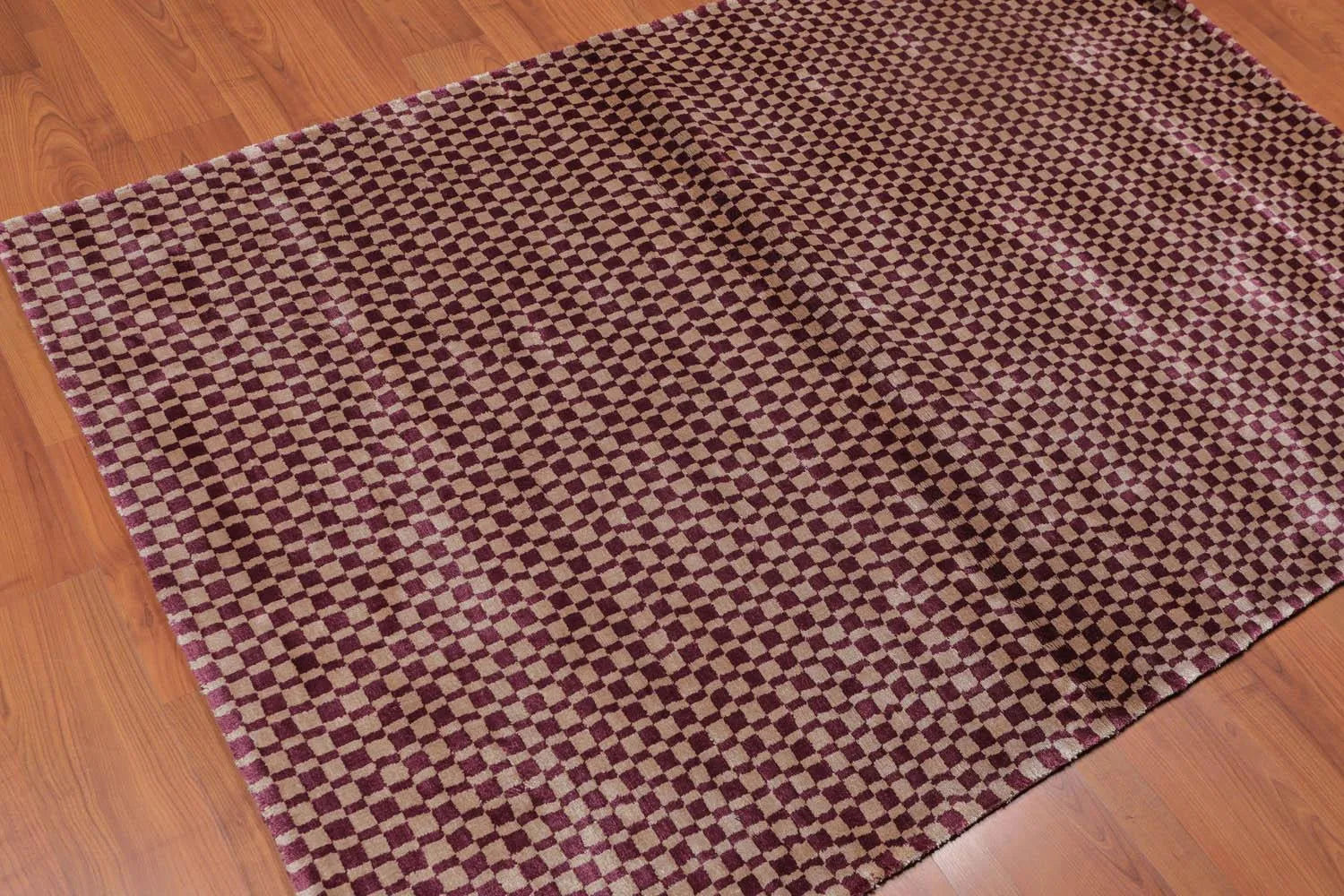 4’ x 6' Handmade Graphic Bamboo silk Traditional Oriental Area rug Purple-1