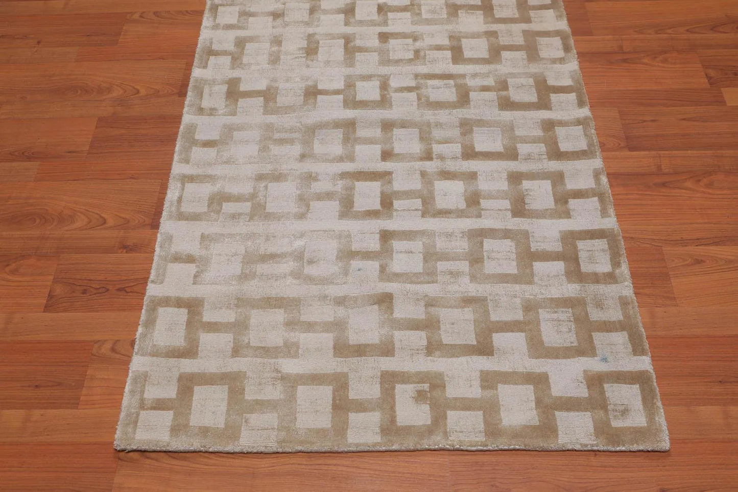3’ x 5' Handmade Bamboo silk loop & cut pile Traditional Oriental Area rug Beige-3
