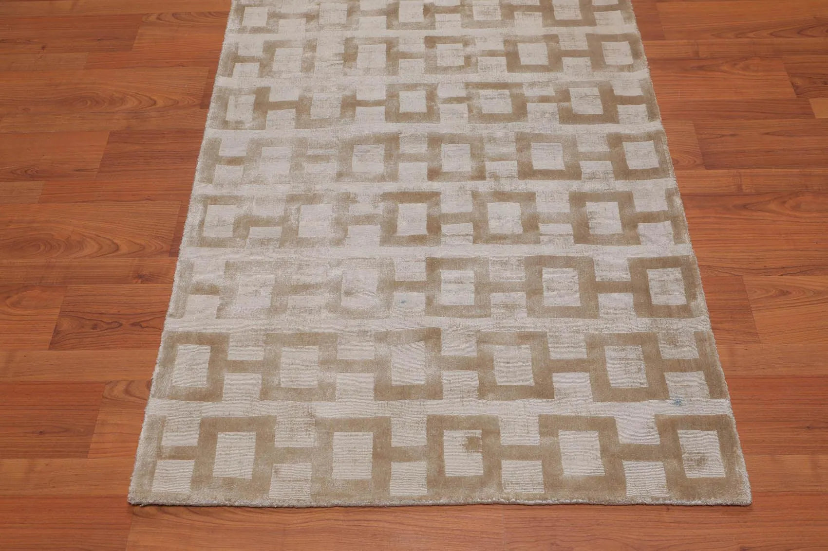 3’ x 5' Handmade Bamboo silk loop & cut pile Traditional Oriental Area rug Beige-3
