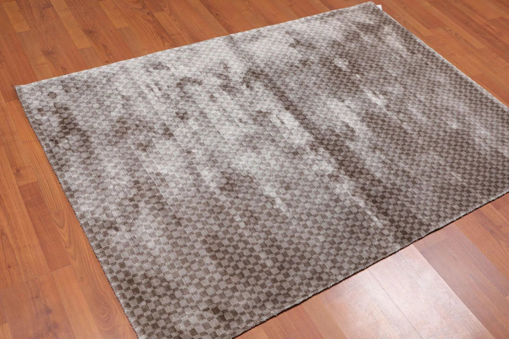 4’ x 6' Handmade Graphic 100% Bamboo silk Traditional Oriental Area rug Gray-1