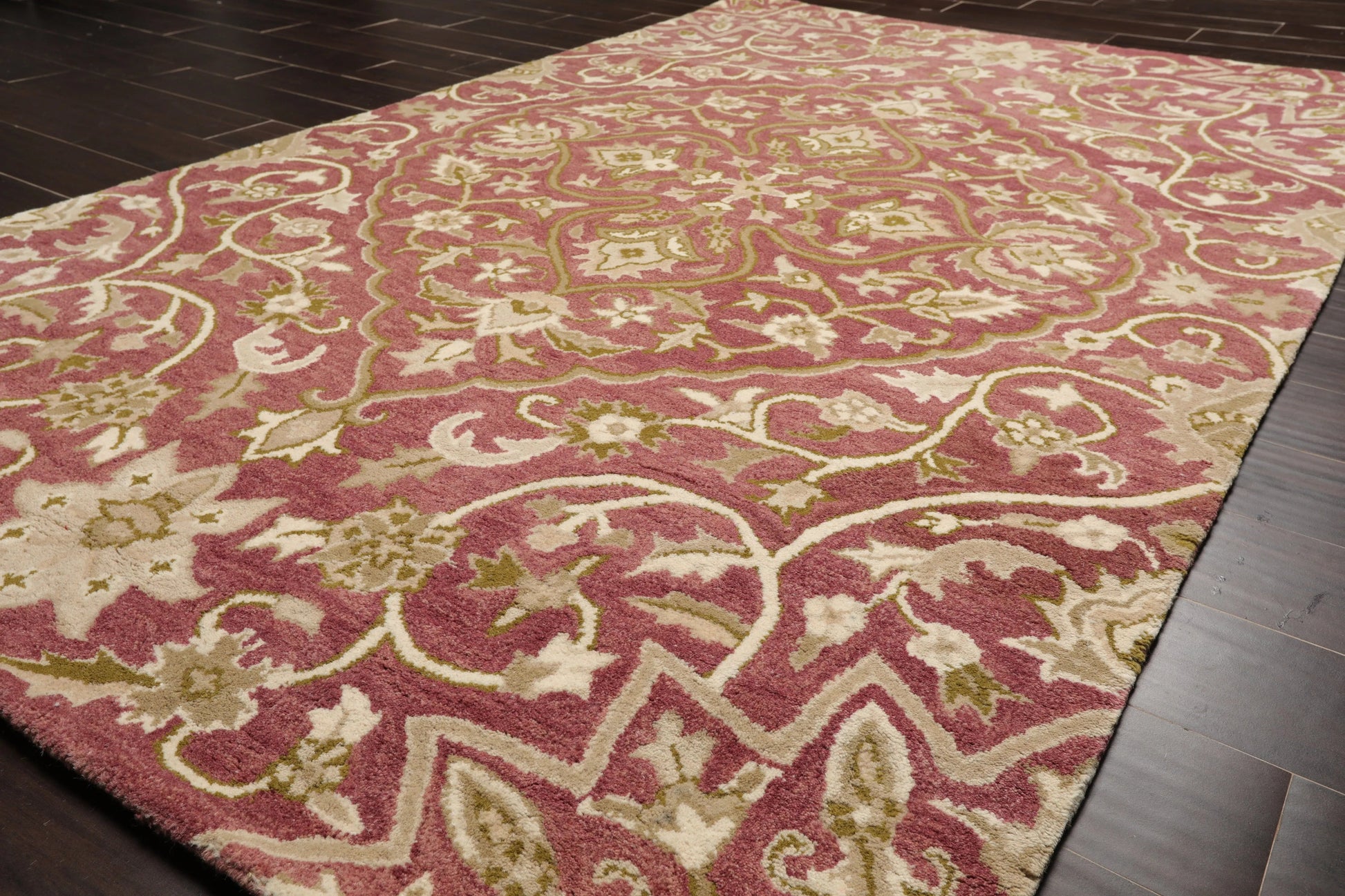 LoomBloom Multi Size Pomegranate Hand Tufted Transitional Floral 100% Wool Oriental Area Rug-4