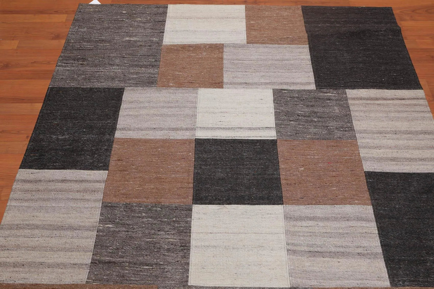 5' x 7' Hand Woven Geometric 100% Wool Modern Flatweave Area rug Earth Tones-2