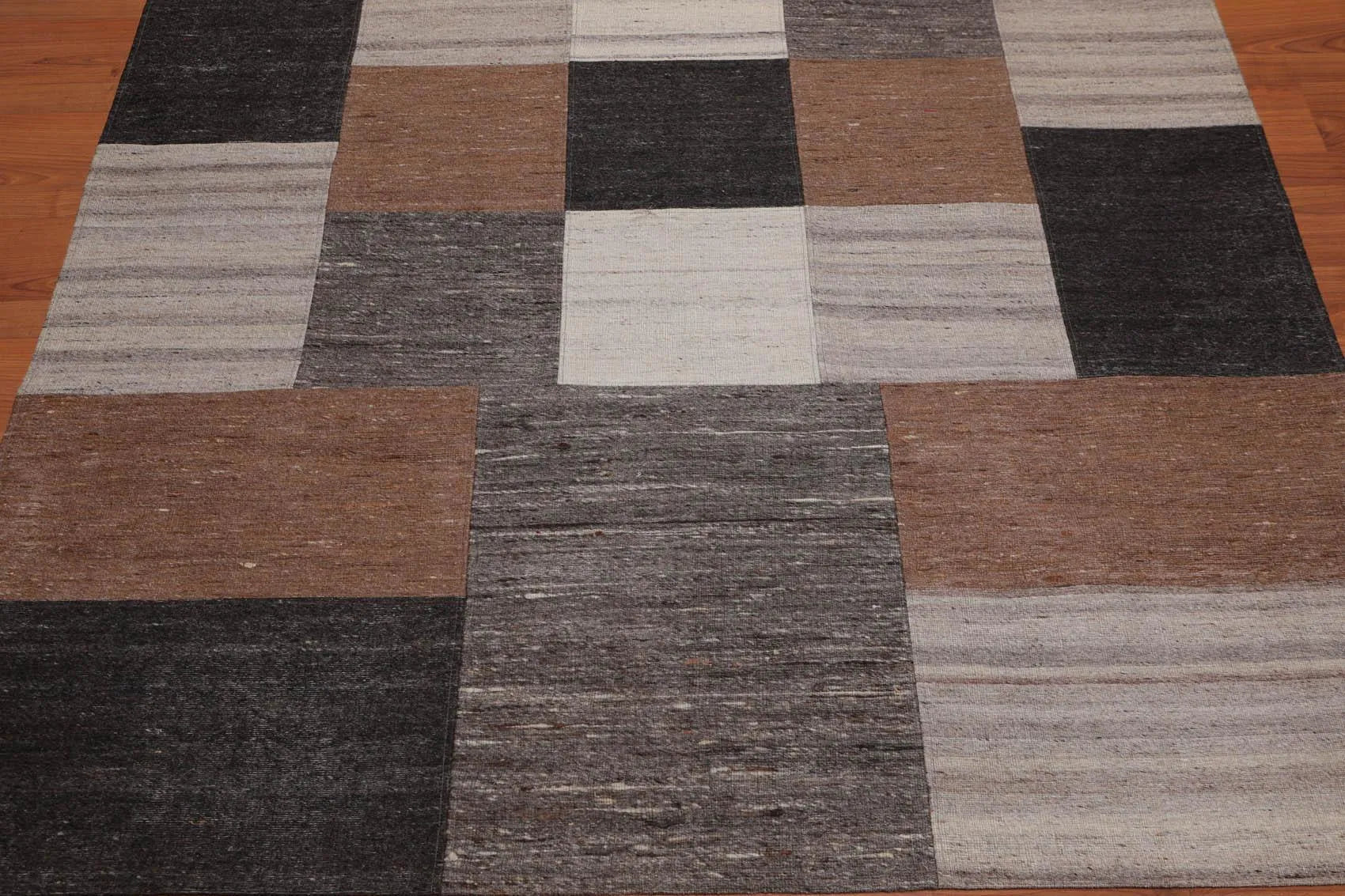 5' x 7' Hand Woven Geometric 100% Wool Modern Flatweave Area rug Earth Tones-3