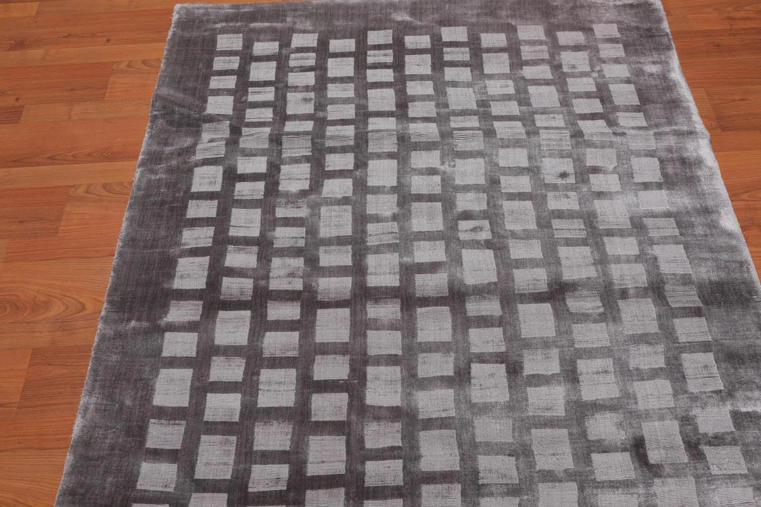 4x6 Hand Tufted Bamboo Silk   Oriental Area Rug Tone on Tone Grey, Color-3