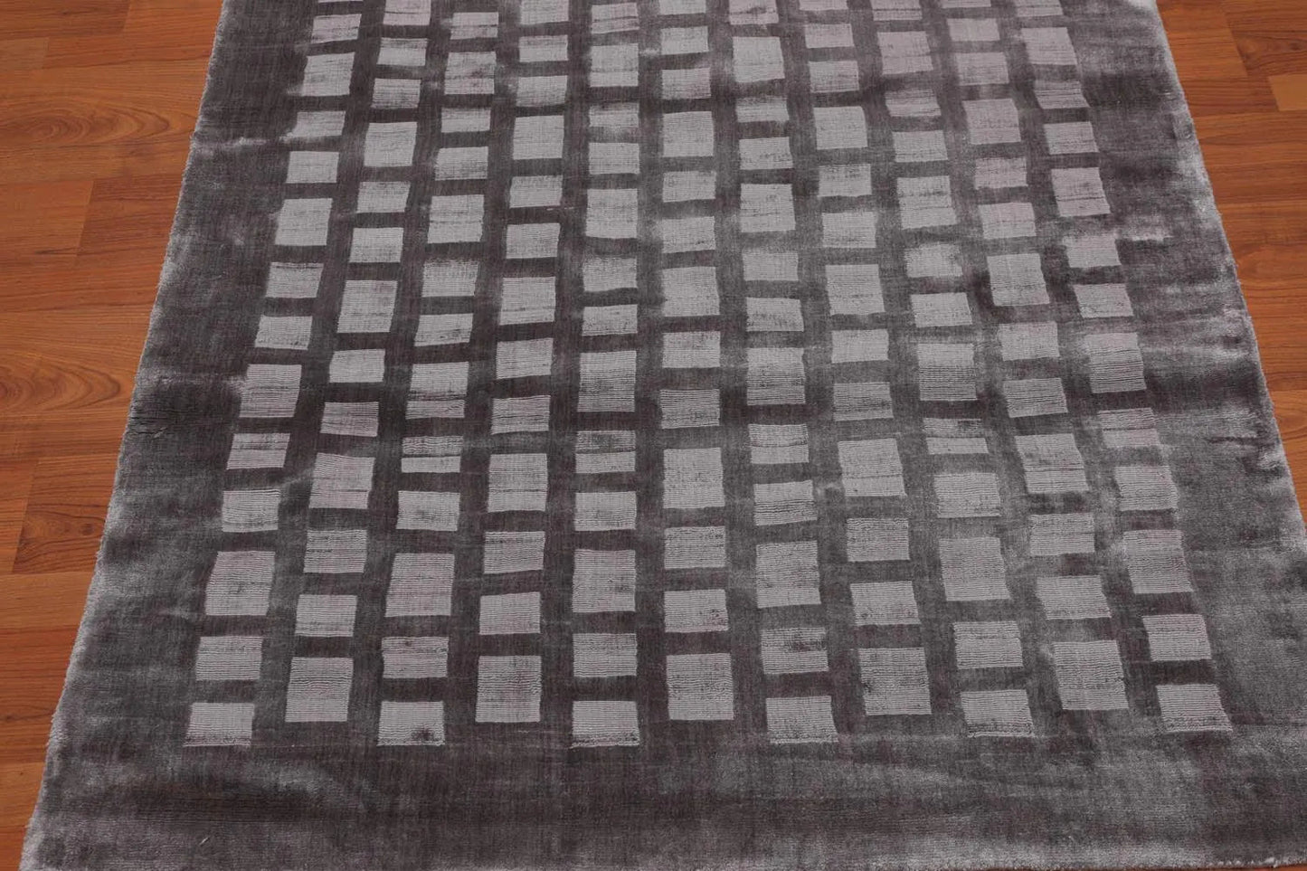 4x6 Hand Tufted Bamboo Silk   Oriental Area Rug Tone on Tone Grey, Color-4
