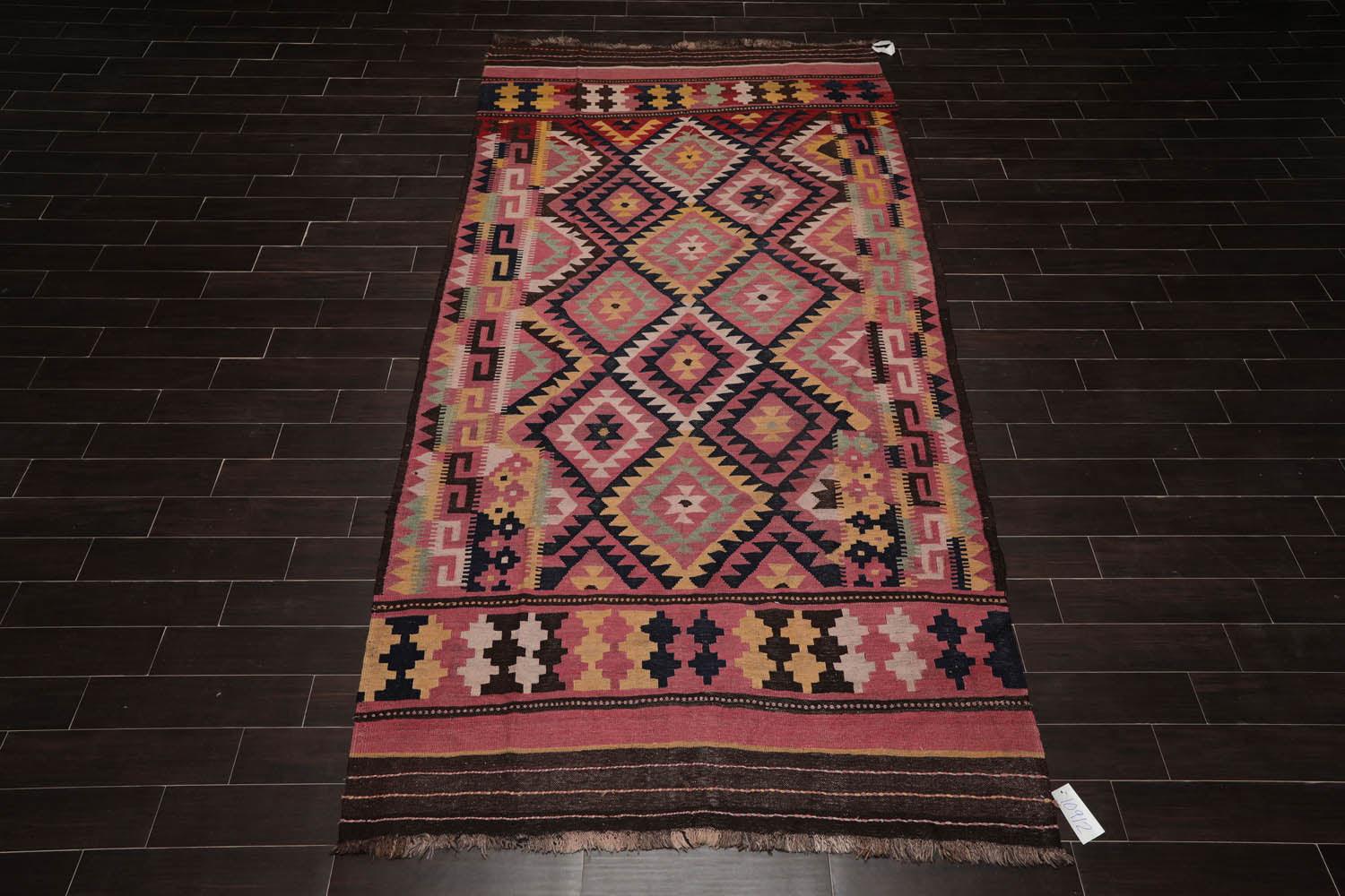 6'2"x12' Rose Vintage Hand Woven 100% Wool Southwestern Turkish Kilim Oriental Area Rug-1