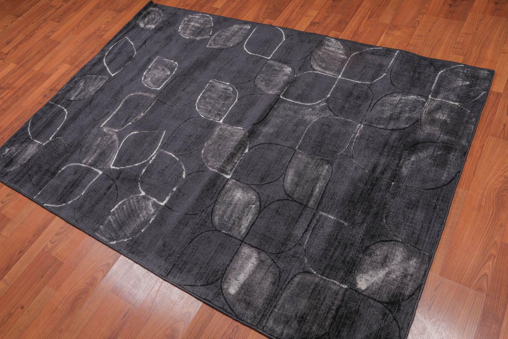 4’8" x 6'7" Handmade Modern 100% Bamboo silk Area rug Charcoal-0
