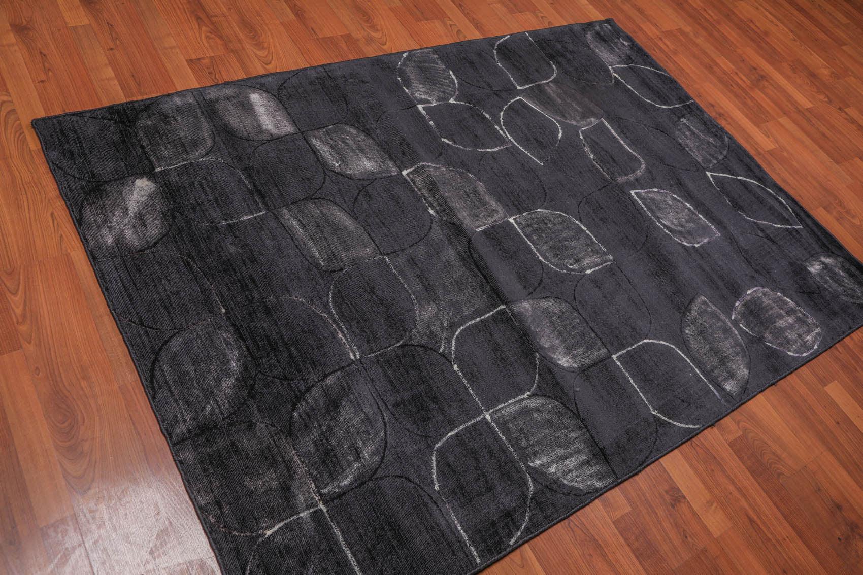 4’8" x 6'7" Handmade Modern 100% Bamboo silk Area rug Charcoal-1