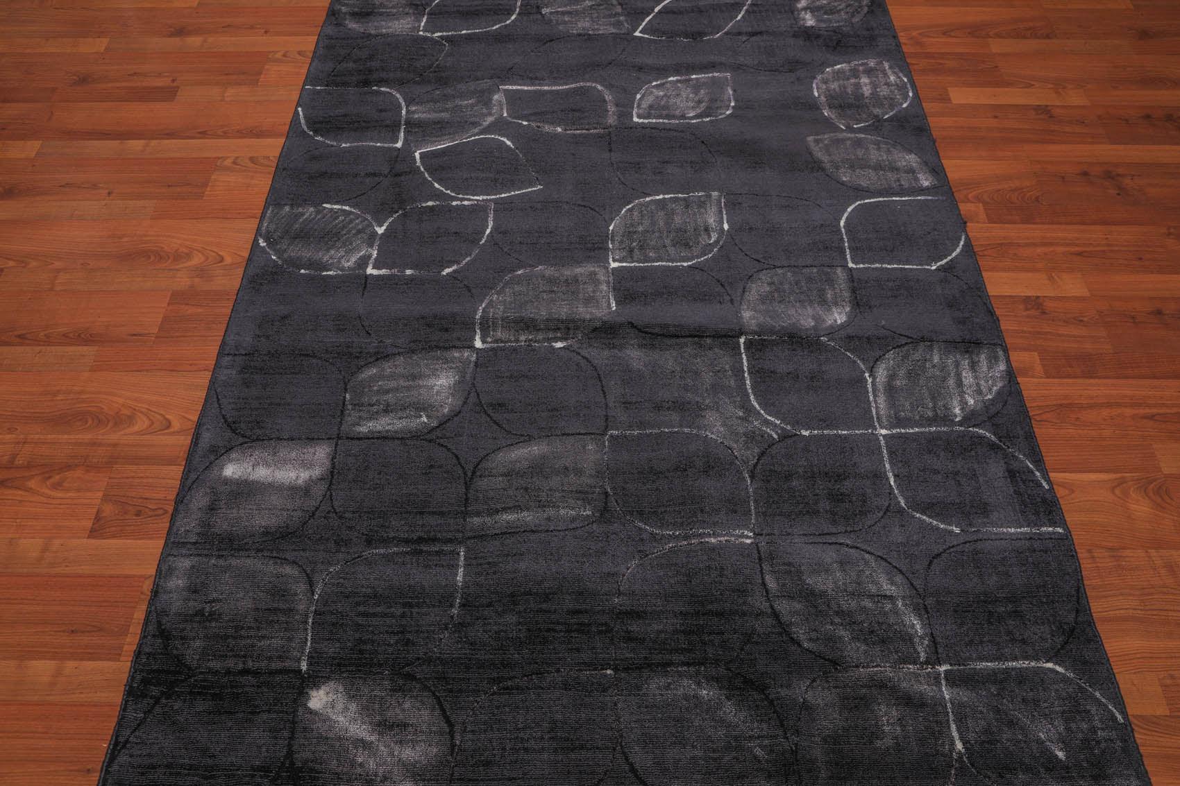 4’8" x 6'7" Handmade Modern 100% Bamboo silk Area rug Charcoal-2