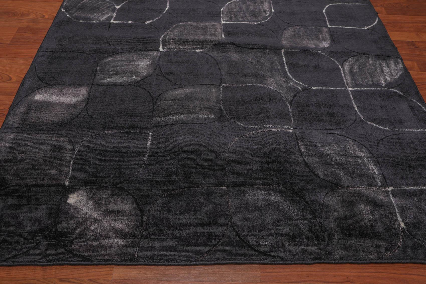 4’8" x 6'7" Handmade Modern 100% Bamboo silk Area rug Charcoal-3