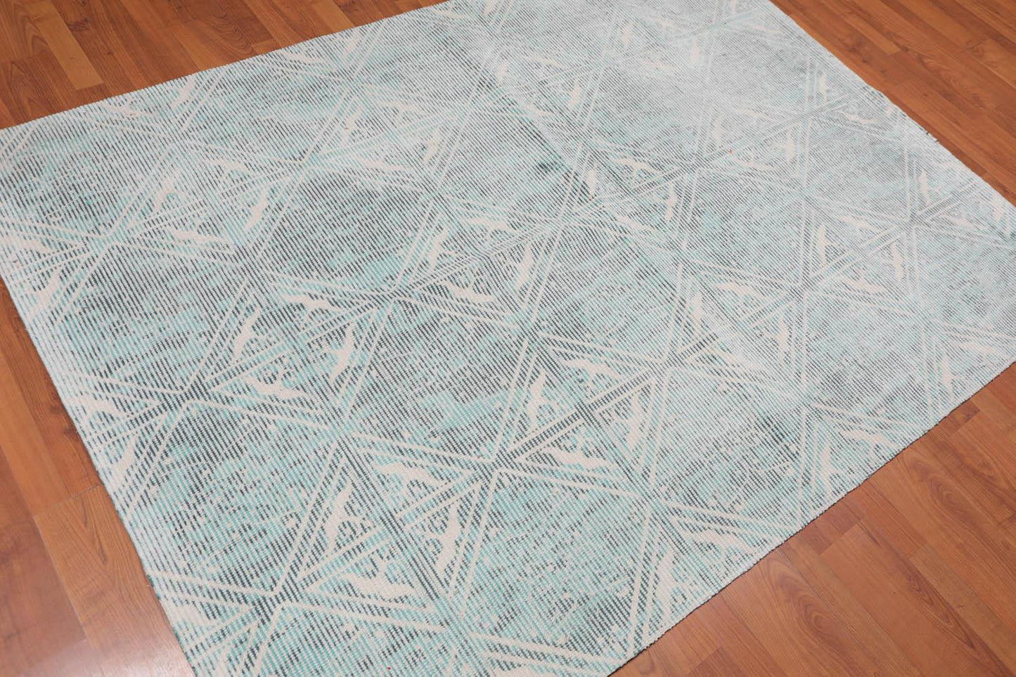 5' x 6’9" Handmade 100% Wool Area rug Modern Ivory-1