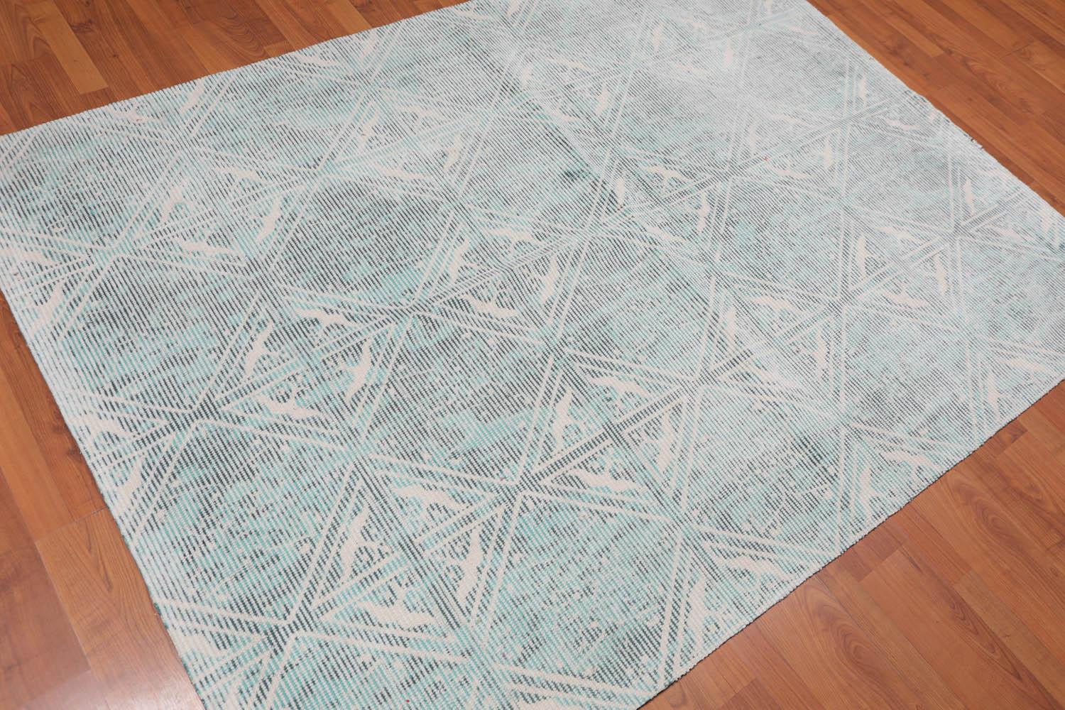 5' x 6’9" Handmade 100% Wool Area rug Modern Ivory-1