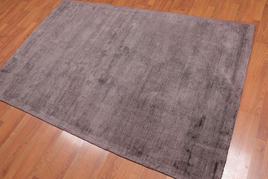 4'6x6'10" Handmade Viscose  Loop N Cut Textured Pile Oriental Area Rug Brown Color-0