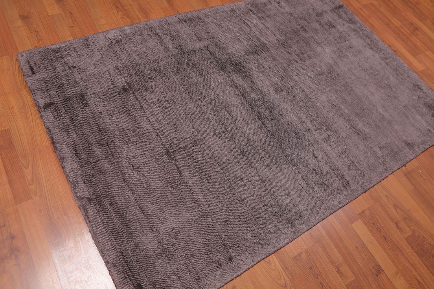4'6x6'10" Handmade Viscose  Loop N Cut Textured Pile Oriental Area Rug Brown Color-1