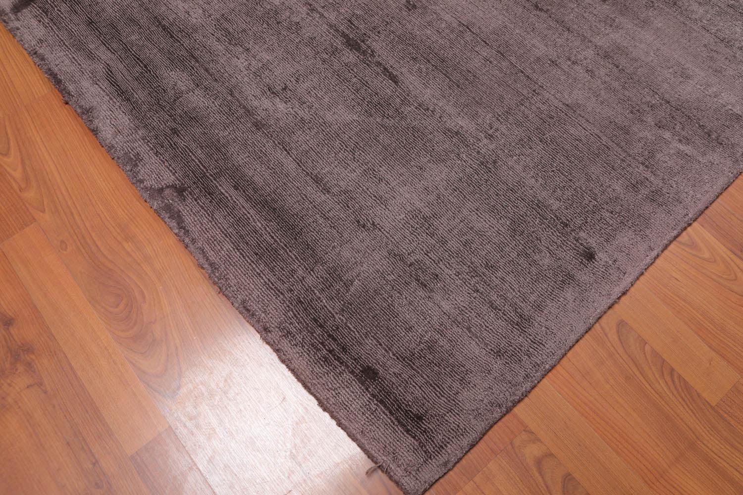 4'6x6'10" Handmade Viscose  Loop N Cut Textured Pile Oriental Area Rug Brown Color-3