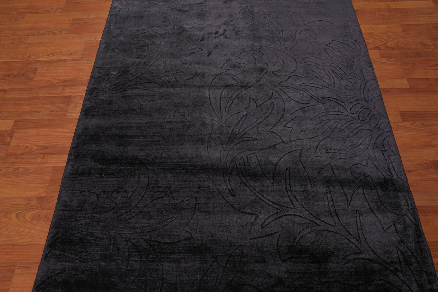 4'6" x 6’10" Handmade 100% Bamboo silk Area rug Modern Charcoal-2