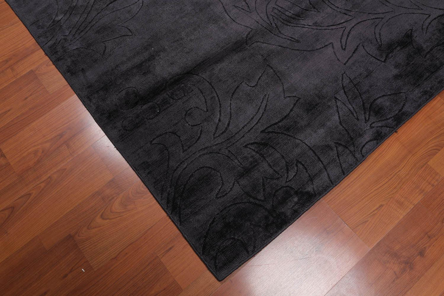 4'6" x 6’10" Handmade 100% Bamboo silk Area rug Modern Charcoal-3