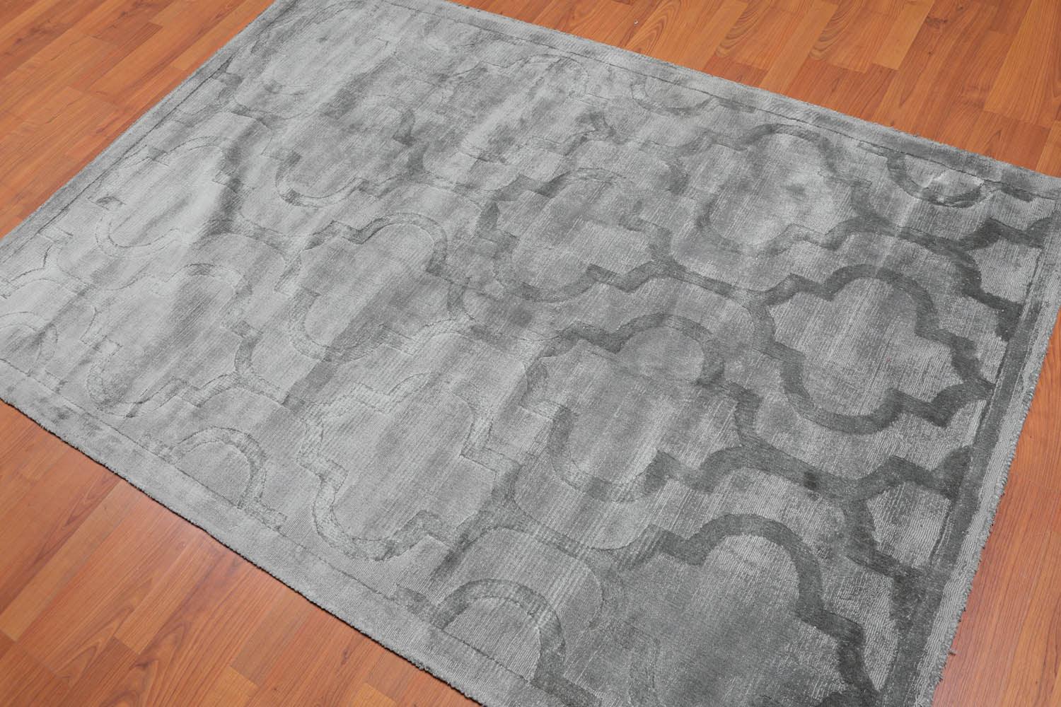 4’7" x 6'6" Handmade Argyle 100% Viscose Area rug Modern Aqua-0
