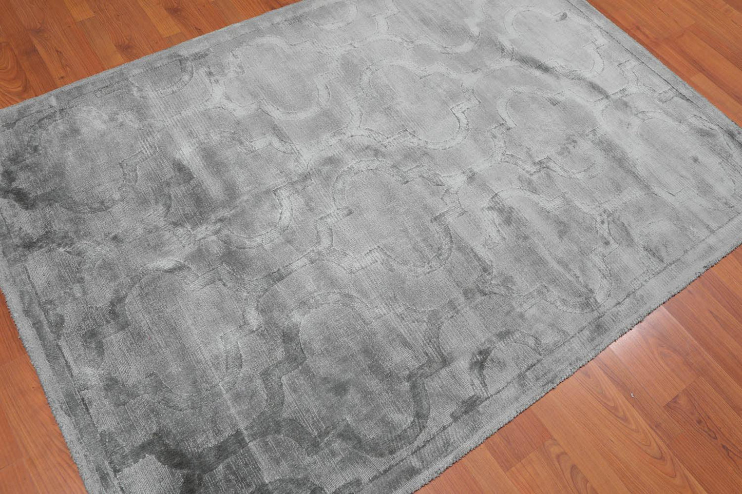 4’7" x 6'6" Handmade Argyle 100% Viscose Area rug Modern Aqua-1