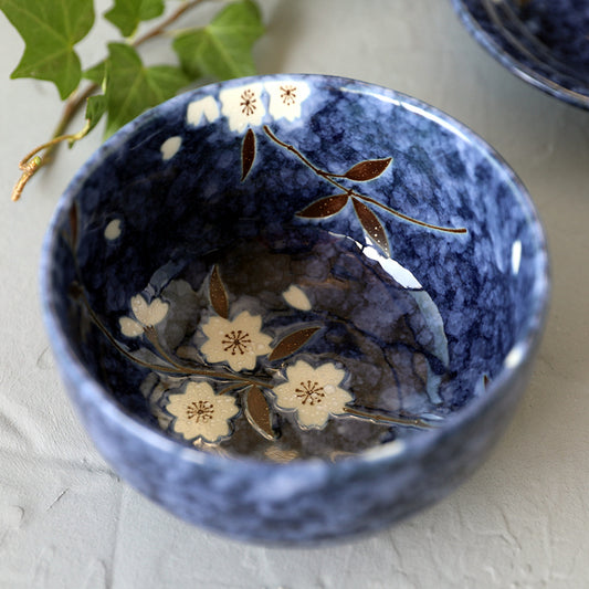 Blue Painted Into Cherry Blossom Multi-use Bowl Rice Porridge