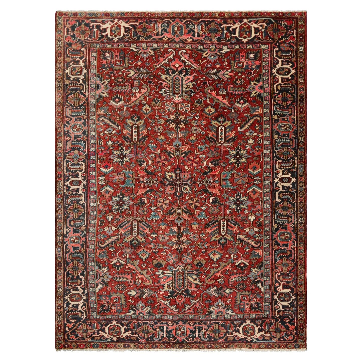 7'6"x 10'3" Hand knotted Antique Traditional Wool Oriental Area Rug Orangy Red-2