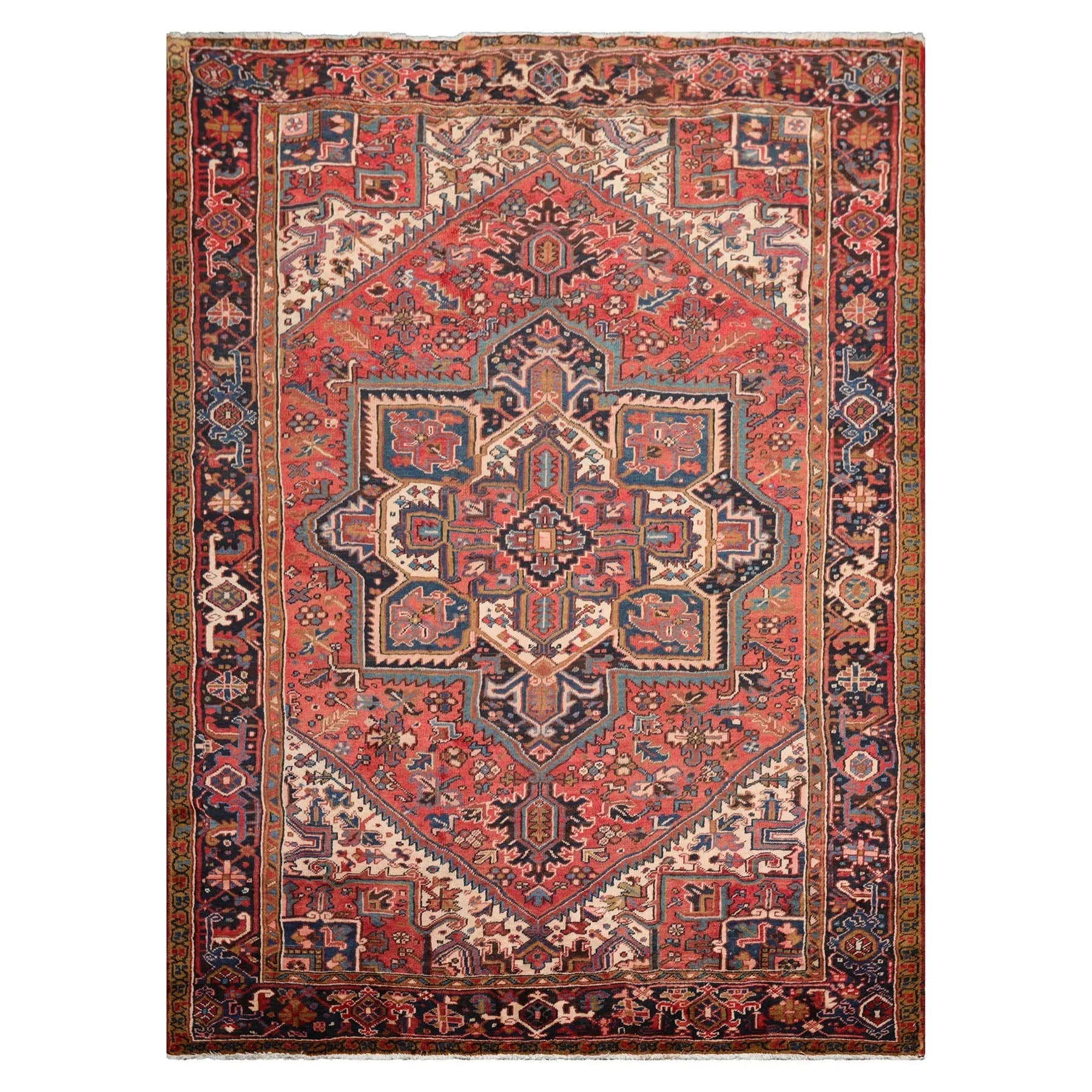 7'6" x 11'1" Early 20th century Antique Hand Knotted Wool Oriental Area Rug Apricot-2