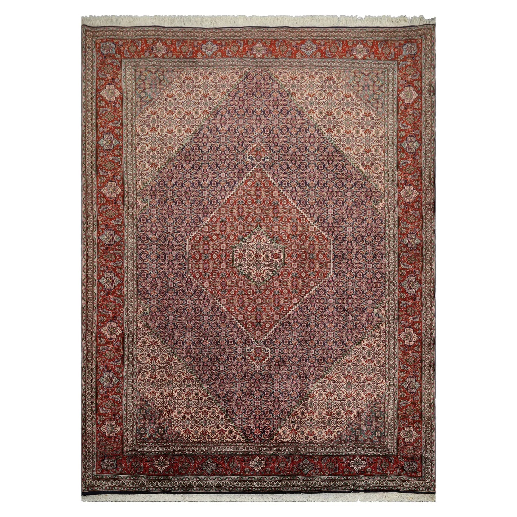 8x11 Navy, Rust Hand Knotted 100% Wool 250 KPSI Authentic Mahi Tabrizz Oriental Area Rug-1