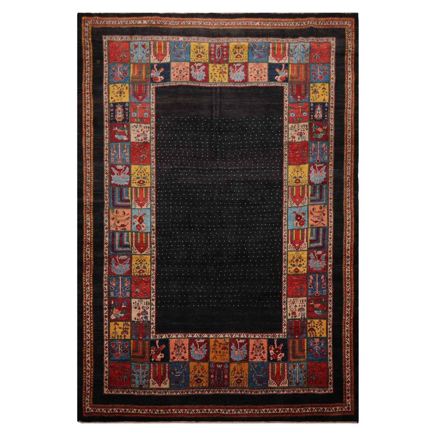 8'1"x 11'8" Hand Knotted Wool Gabehh Kashkuli 200 KPSI Oriental Area Rug Charcoal-2