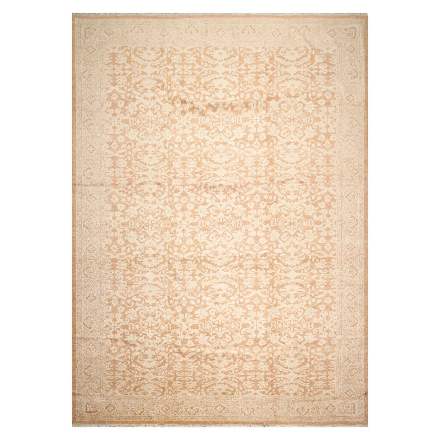 10'x14' Beige Hand Knotted Transitional Antique Reproduction Tibetan 100% Wool Oriental Area Rug-1