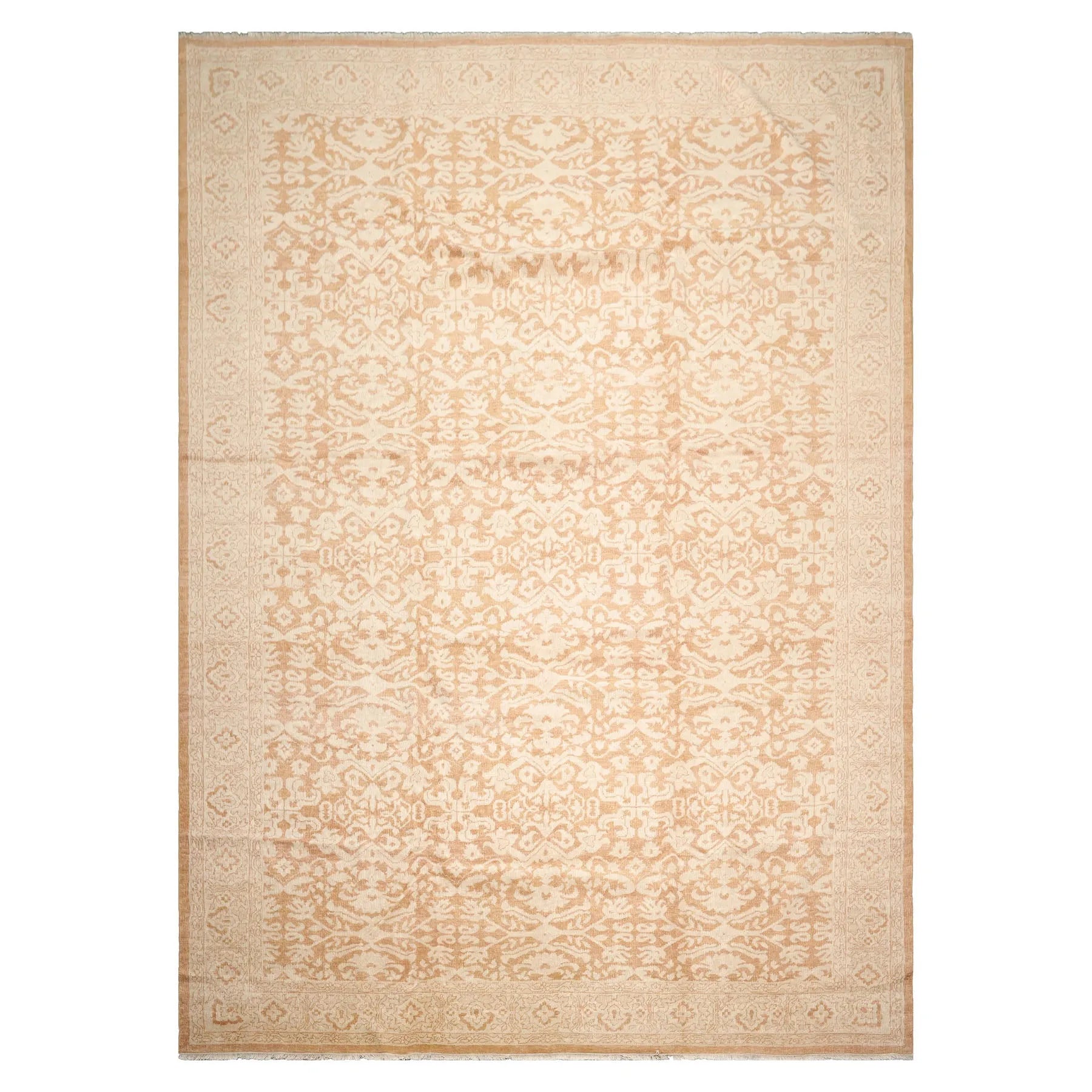 10'x14' Beige Hand Knotted Transitional Antique Reproduction Tibetan 100% Wool Oriental Area Rug-1