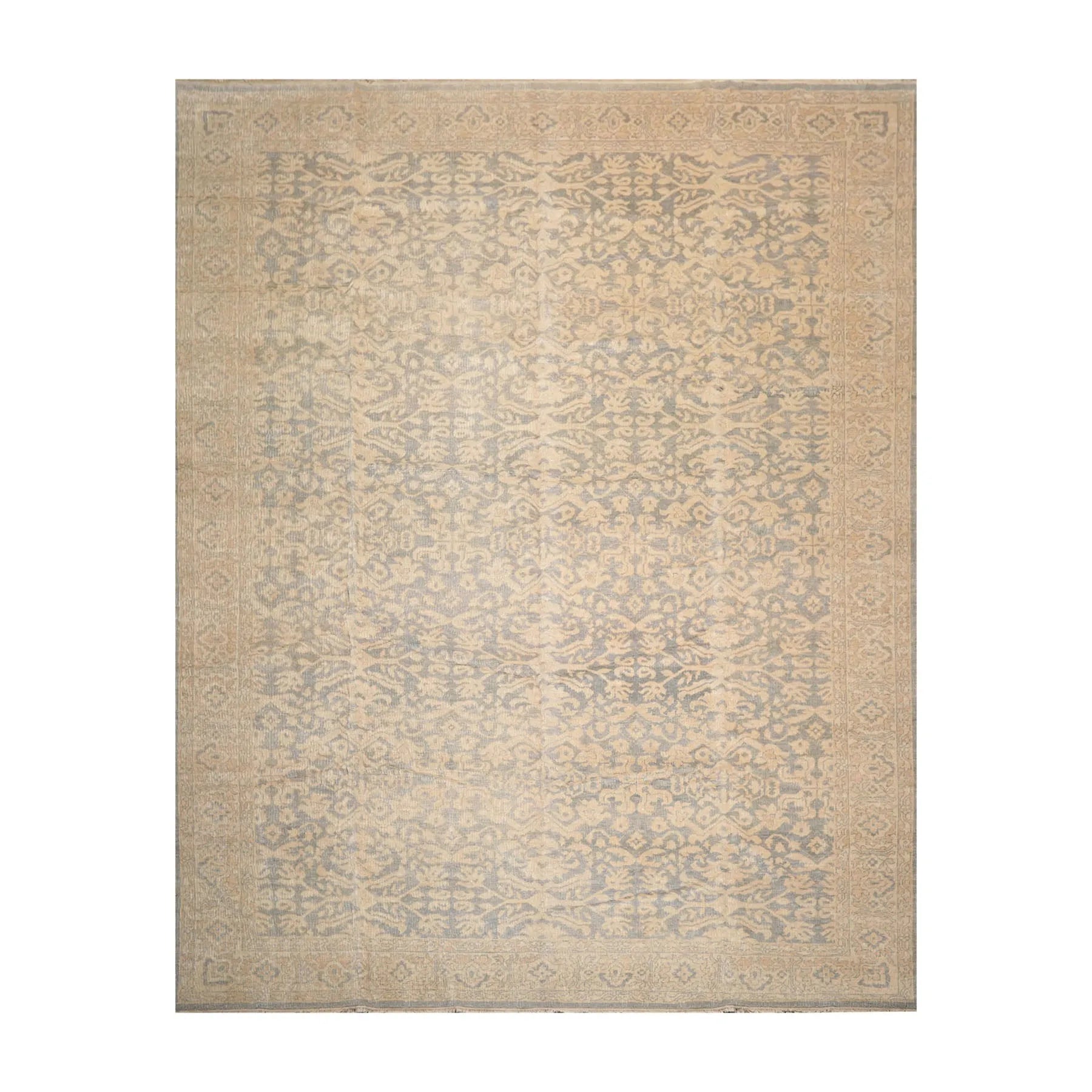 10' x 14' Hand Knotted Wool Antique Reproduction Erased Pattern Area Rug Beige-1