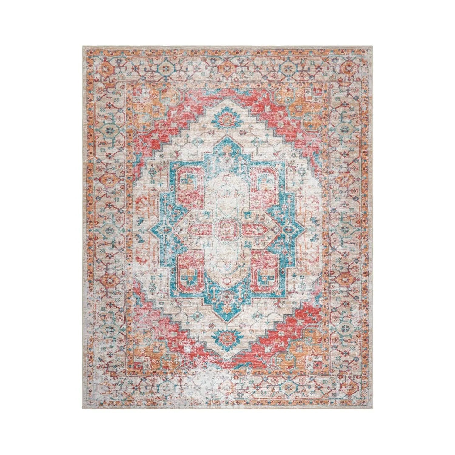 LoomBloom Multi Sizes Beige Machine Made Traditional Medallion Flatweave Polyester Oriental Area Rug-3