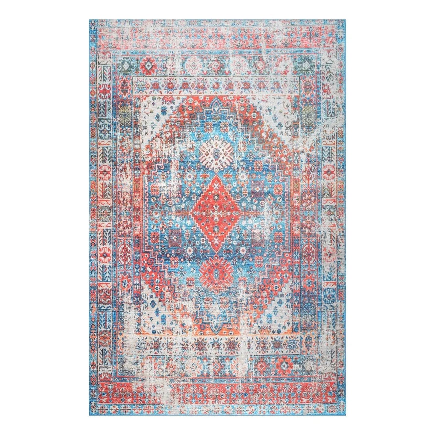 LoomBloom Multi Sizes Aqua Machine Made Traditional Medallion Flatweave Polyester Oriental Area Rug-3