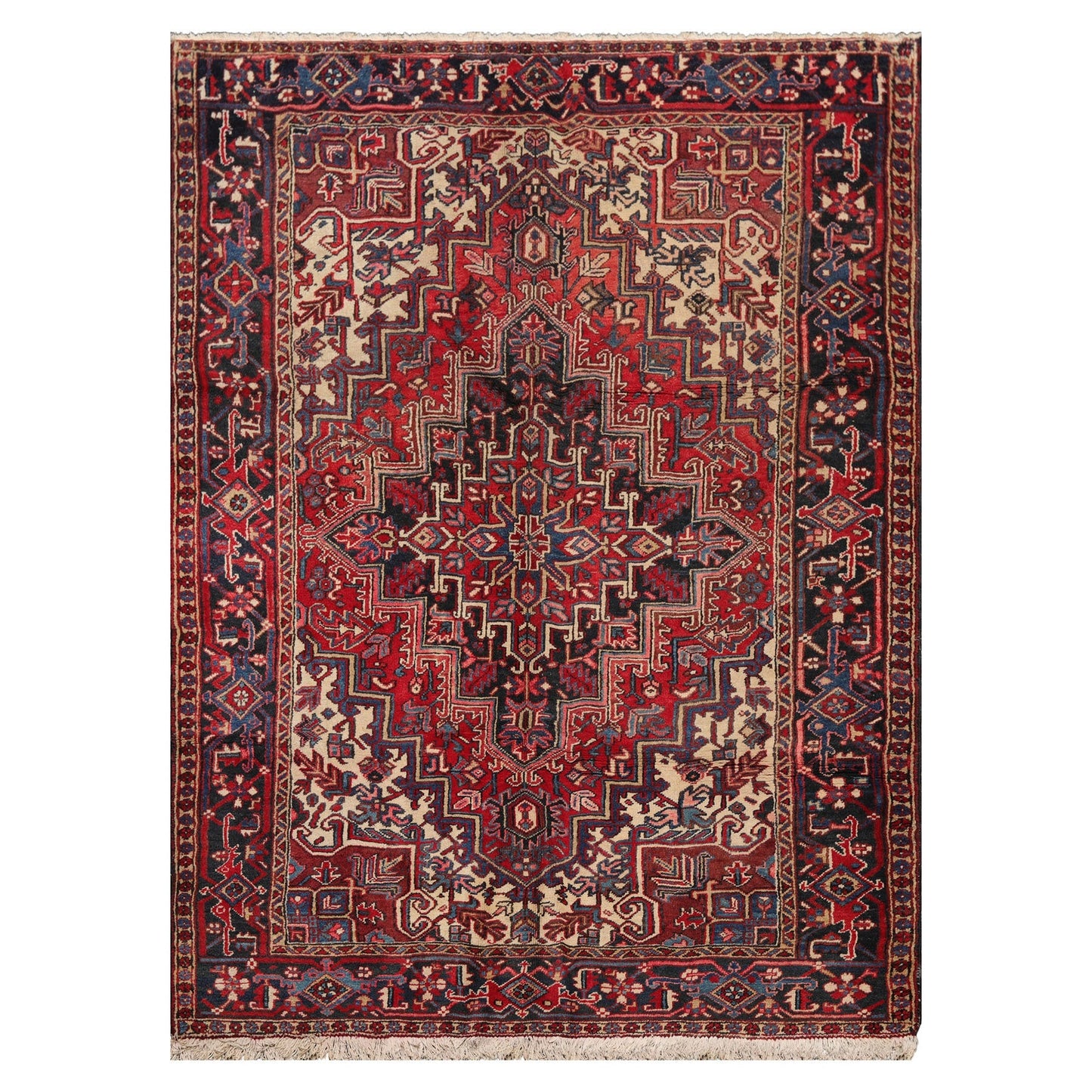 6'4" x 8'8" Hand Knotted Herizz 100% Wool Traditional Oriental Area Rug Rust-2