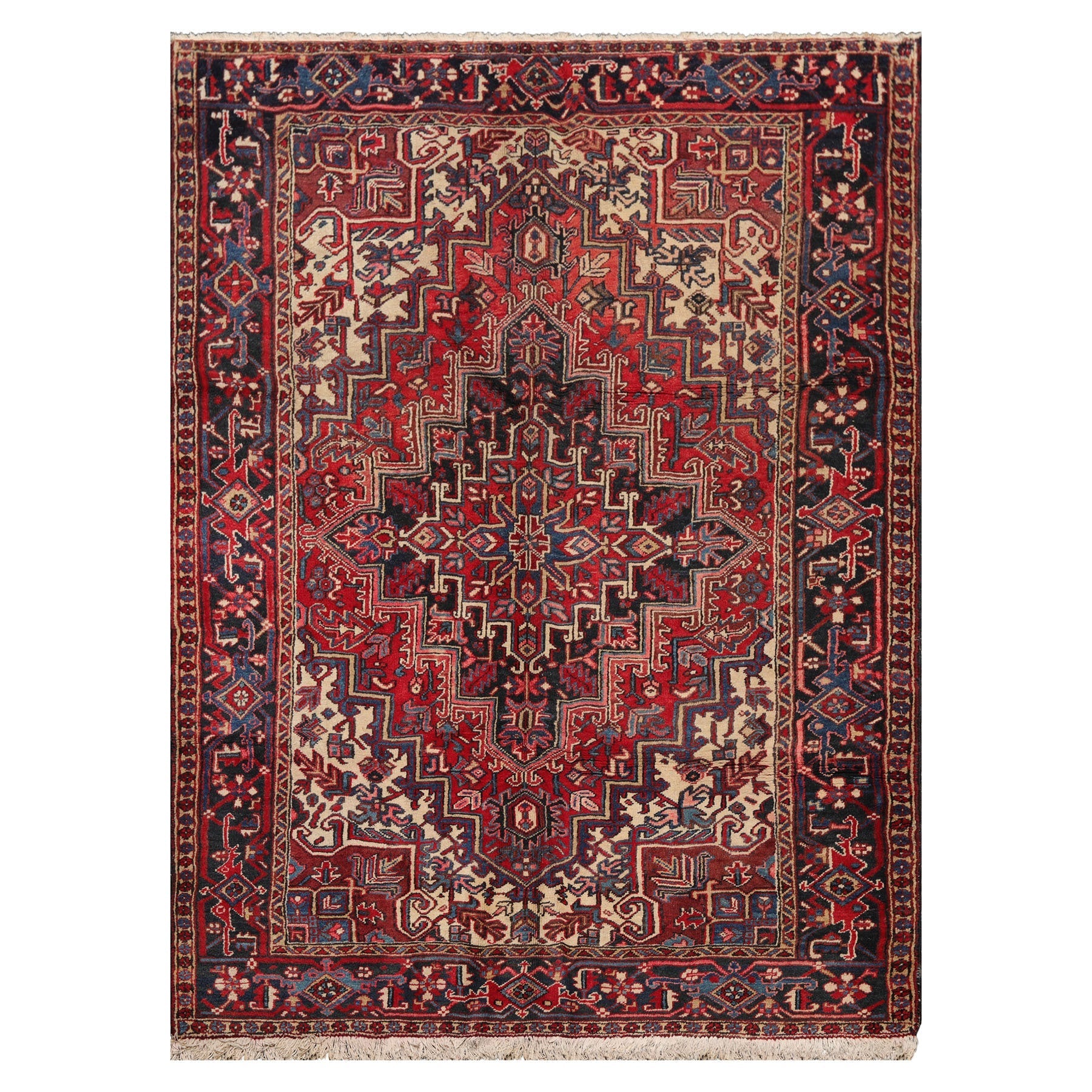 6'4" x 8'8" Hand Knotted Herizz 100% Wool Traditional Oriental Area Rug Rust-2
