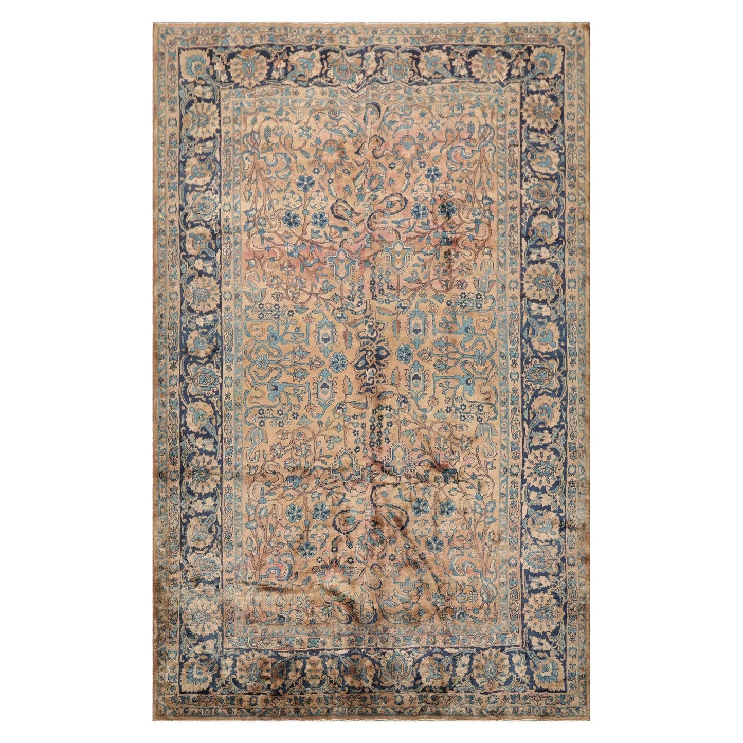 6'10" x 10'8" Antique Hand Knotted Wool Kashaan 300 KPSI Oriental Area Rug Brown-2
