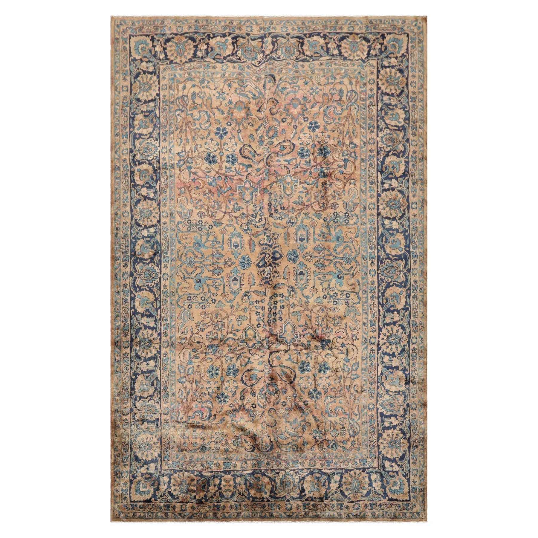 6'10" x 10'8" Antique Hand Knotted Wool Kashaan 300 KPSI Oriental Area Rug Brown-2