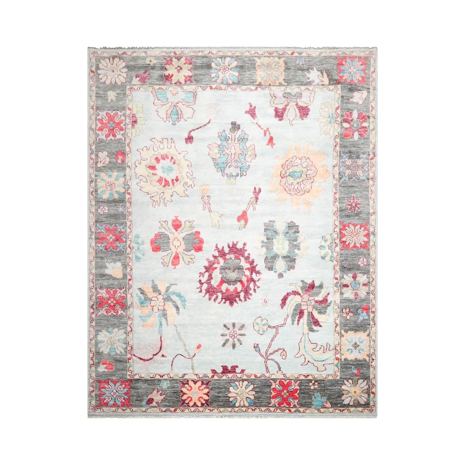 Aqua Hand Knotted Modern & Contemporary Oushak Wool Oriental Rug, LoomBloom 9'6"x12'2"-1