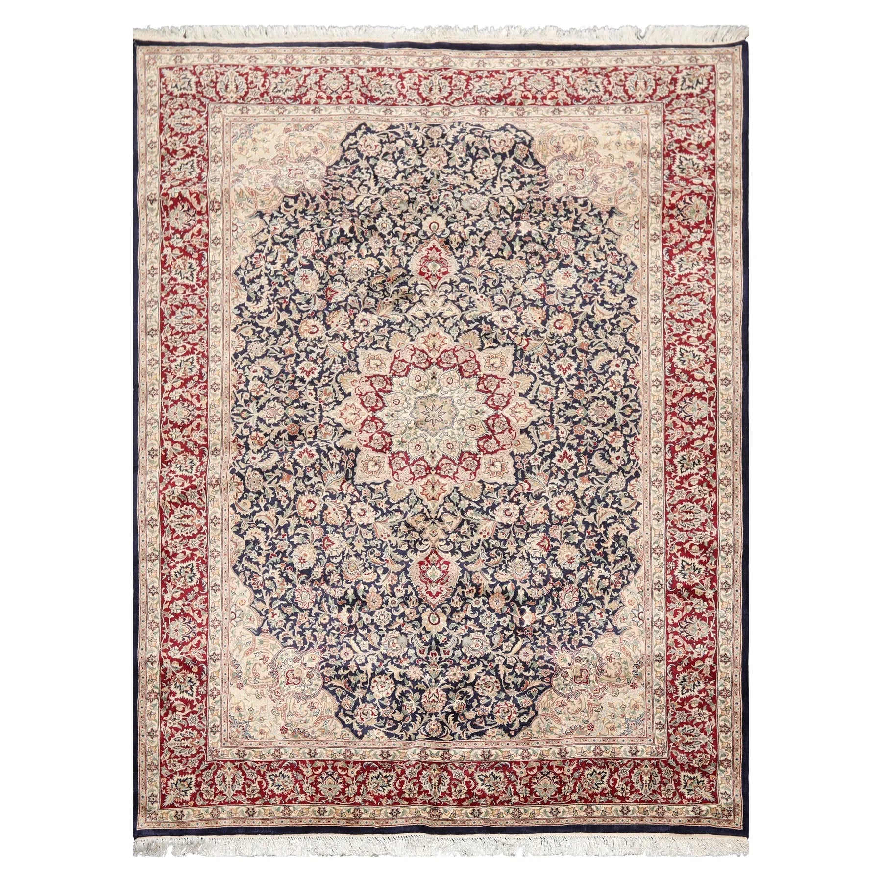 6'8" x 9'' Hand Knotted Wool Tabriz 16/18 Pak Persian 300 KPSI Area Rug Navy-1
