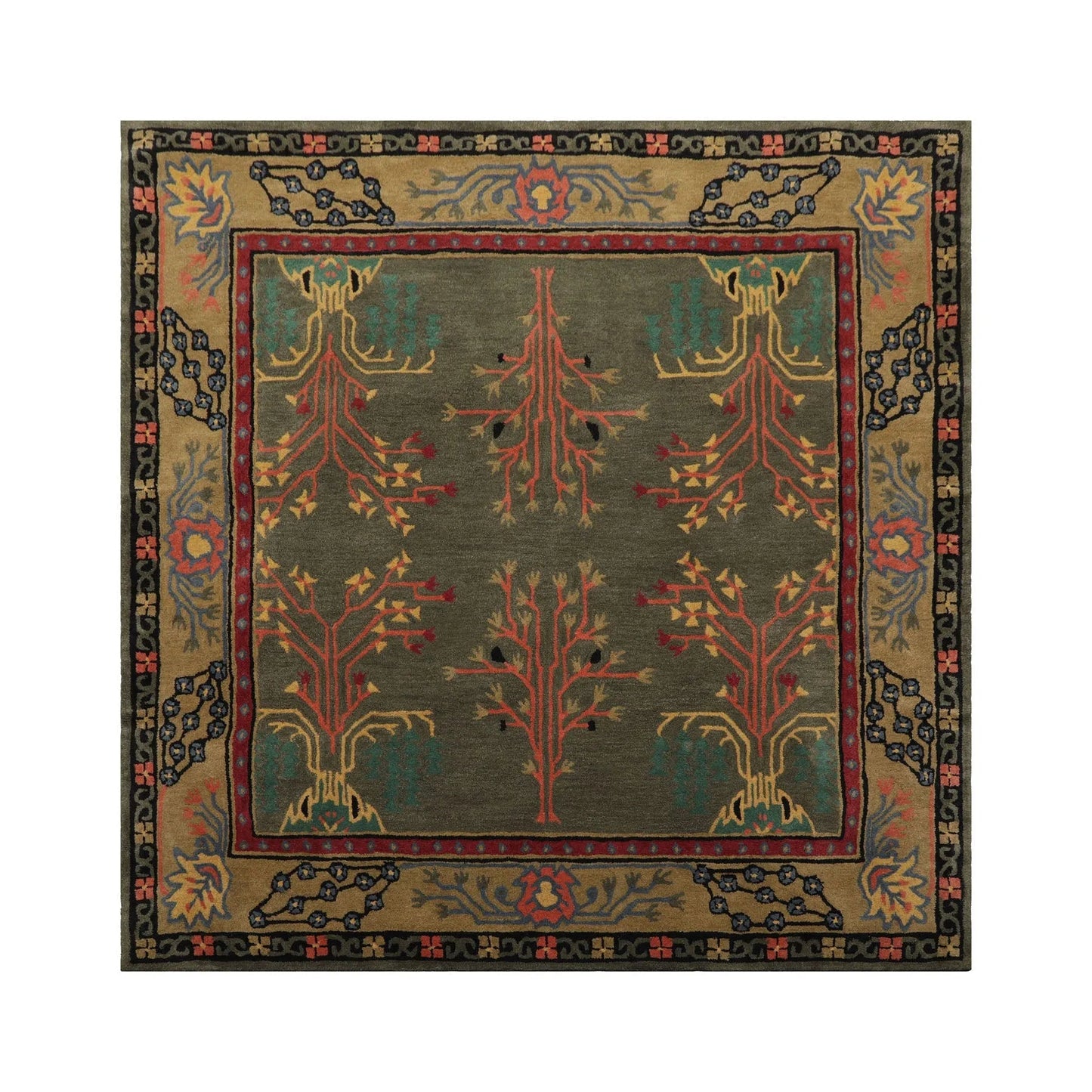 Multi Sizes Donegal Arts & Crafts Handmade 100% Wool Oriental Area Rug Gray/Green Color-4
