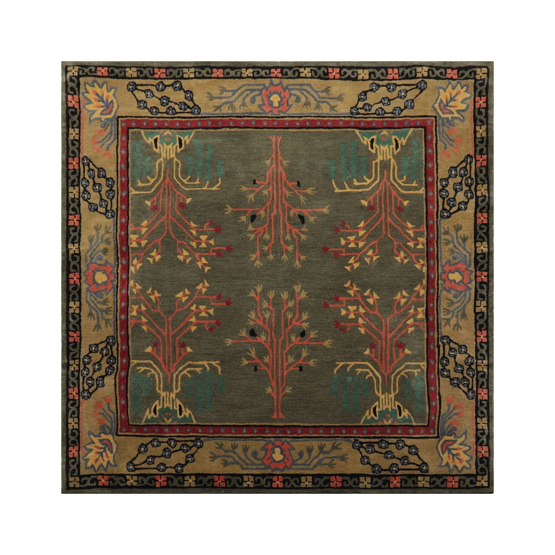 Multi Sizes Donegal Arts & Crafts Handmade 100% Wool Oriental Area Rug Gray/Green Color-4