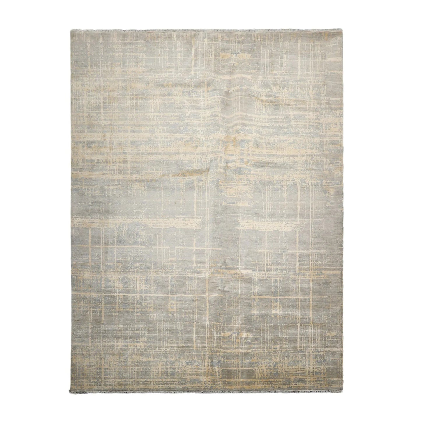 9x12 Hand Knotted Slate, Gray Wool and Silk Sherpa Design Tibetan Oriental Area Rug-2