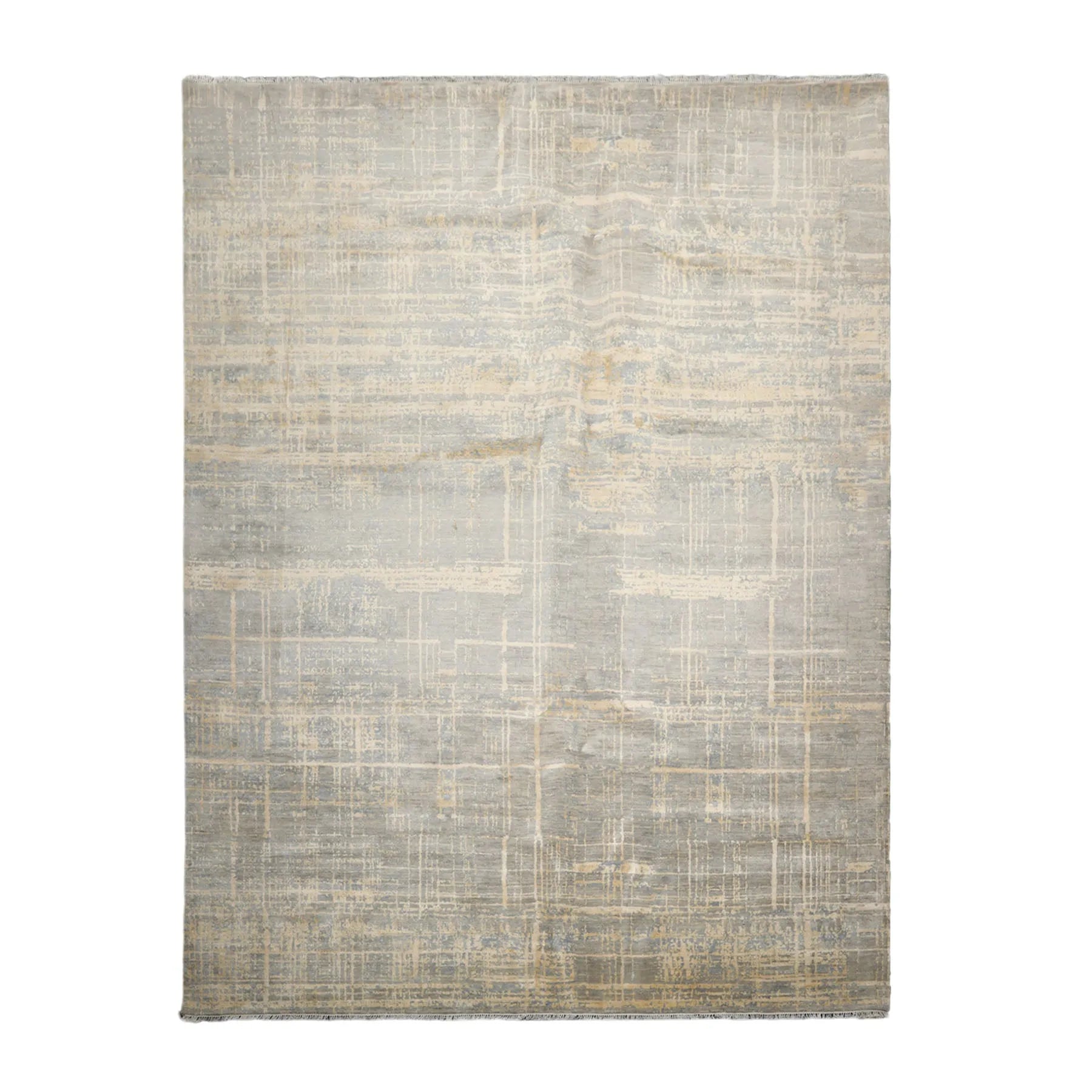 9x12 Hand Knotted Slate, Gray Wool and Silk Sherpa Design Tibetan Oriental Area Rug-2