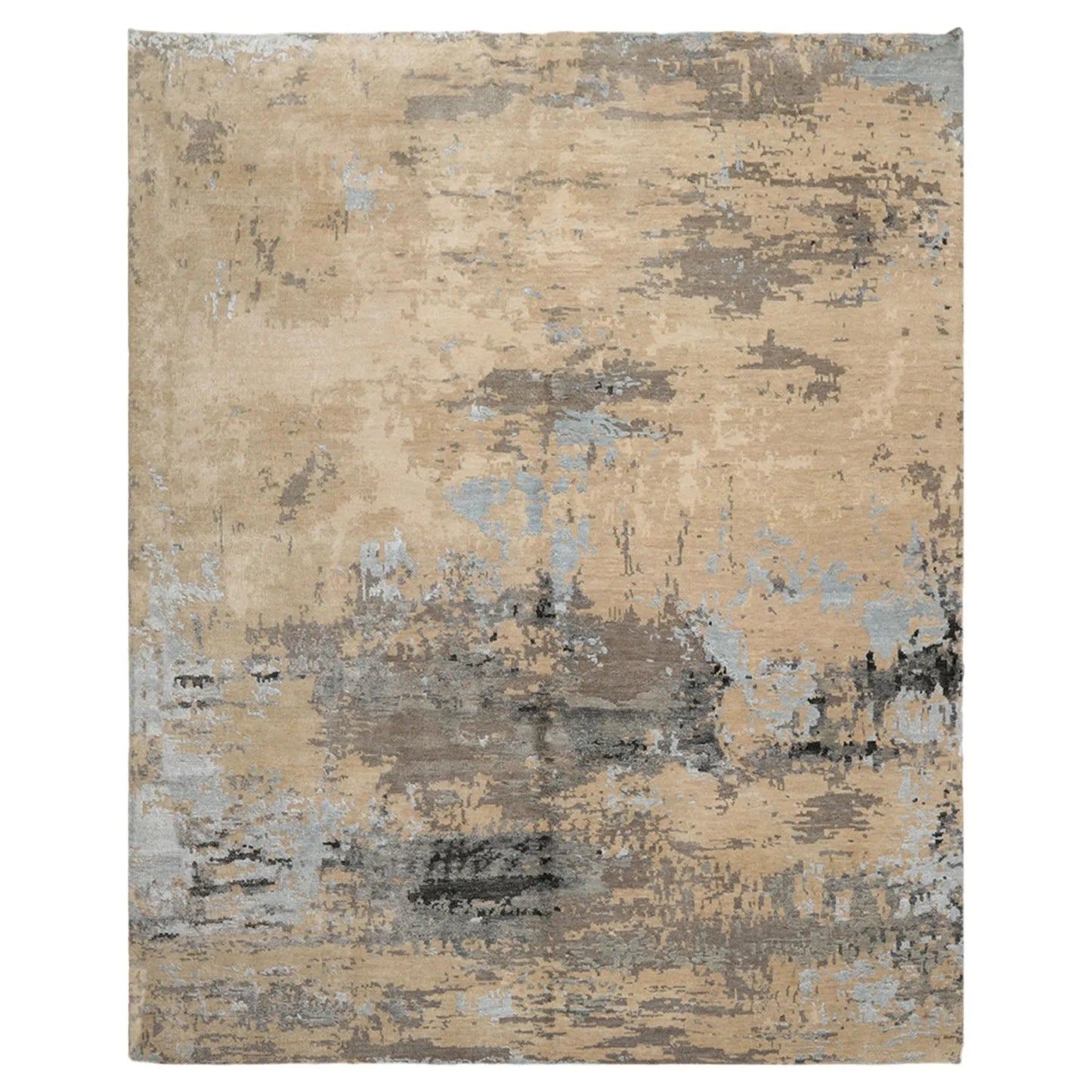 8x10 Beige Hand Knotted Modern Tibetan Abstract Wool Oriental Area Rug-1
