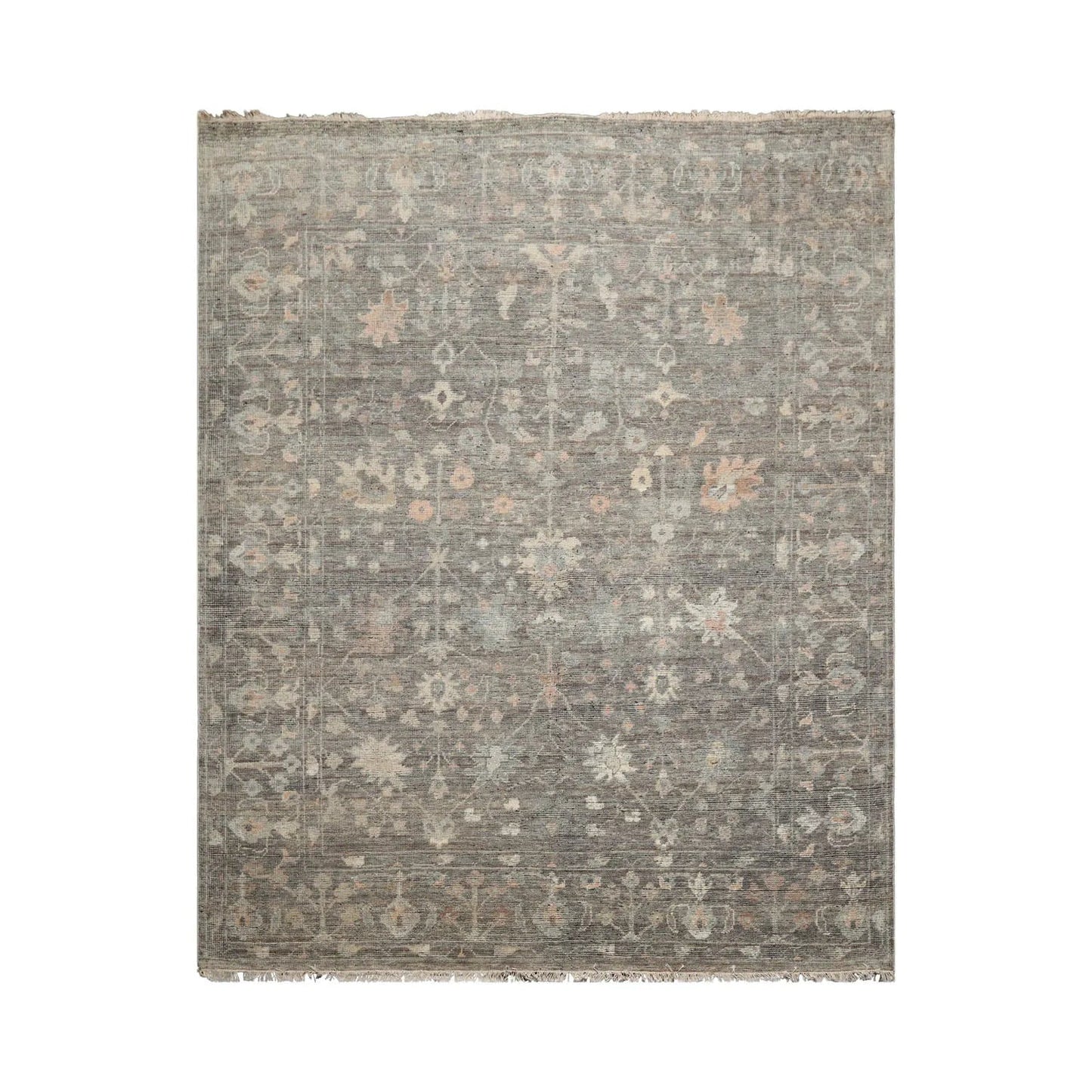 Gray Hand Knotted Traditional Oushak Wool Oriental Rug LoomBloom 8x10-1