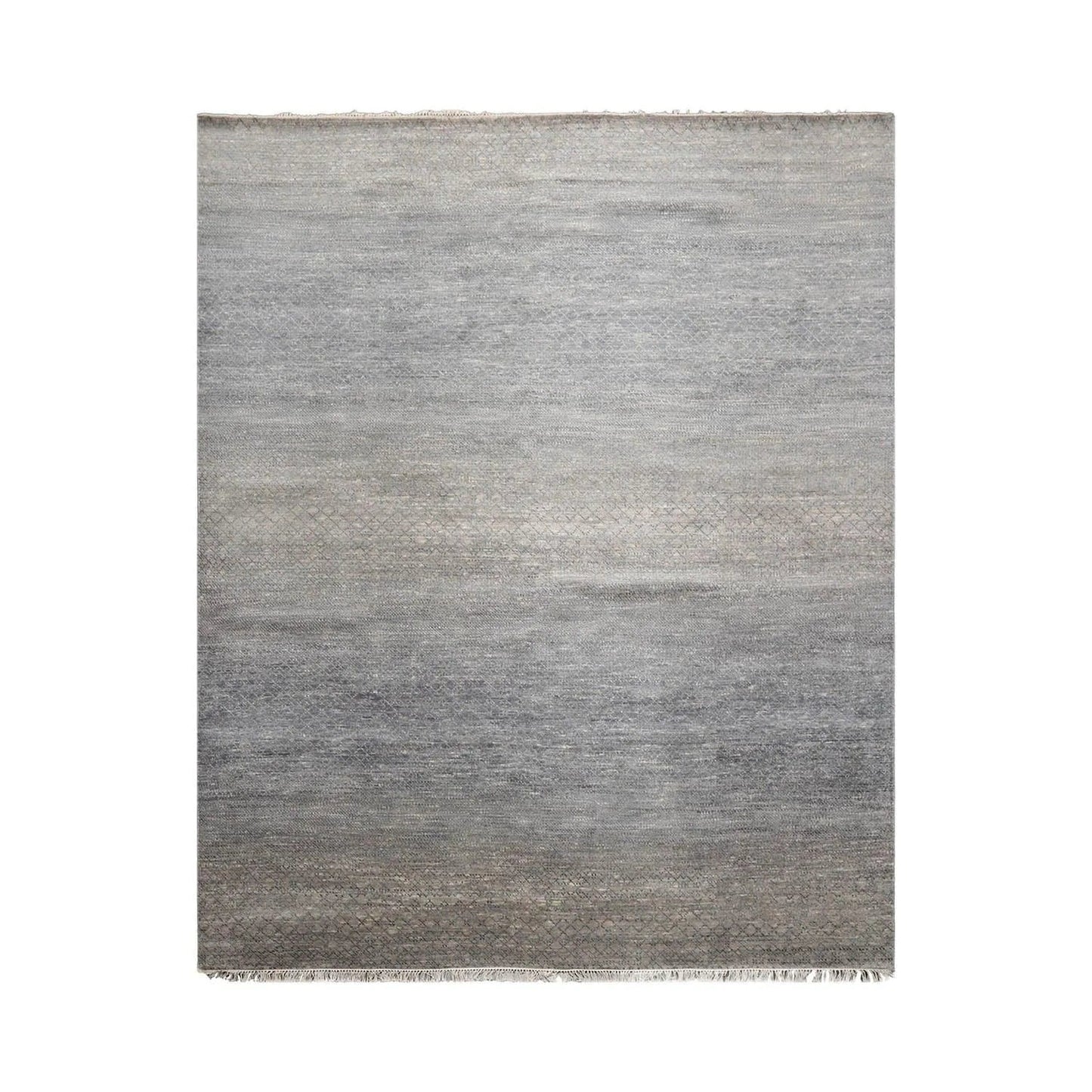 8'x10' Slate Hand Knotted Modern Geometric Tibetan Wool and Bamboo Silk Oriental Area Rug-1